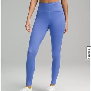 high rise lululemon wunder under 28” leggings in blue nile
